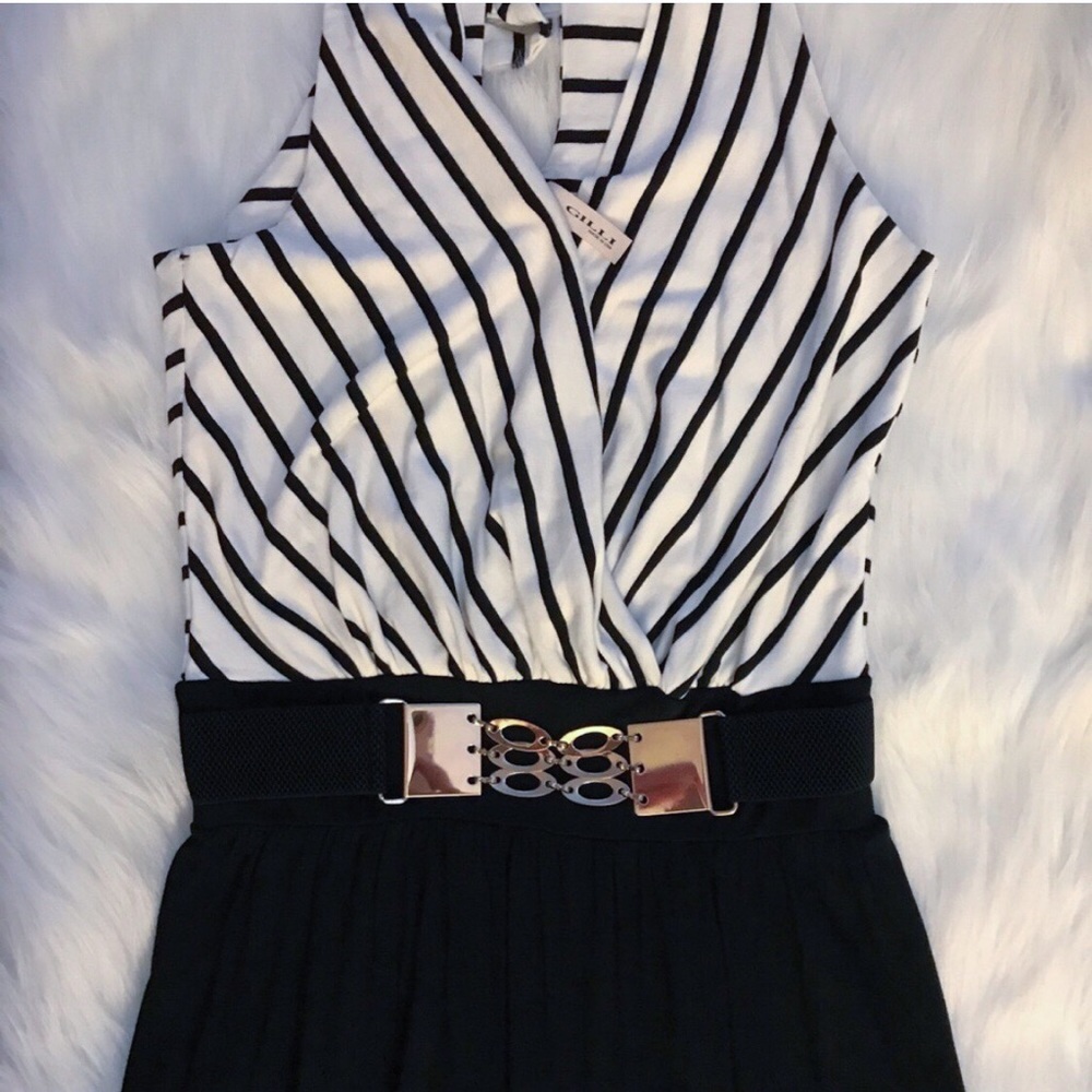🆕LAST1️⃣Lg•Gilli•Black & White Jumpsuit with Belt - Picture 2 of 6